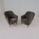 Samspel lounge chairs in sheepskin/mouton modernist mid-century by Carl Malmsten.