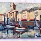 oil on isorel the port ST TROPEZ