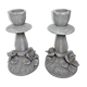 Bougeoirs de table en porcelaine italienne Capodimonte, fin XIX ème , patinée taupe