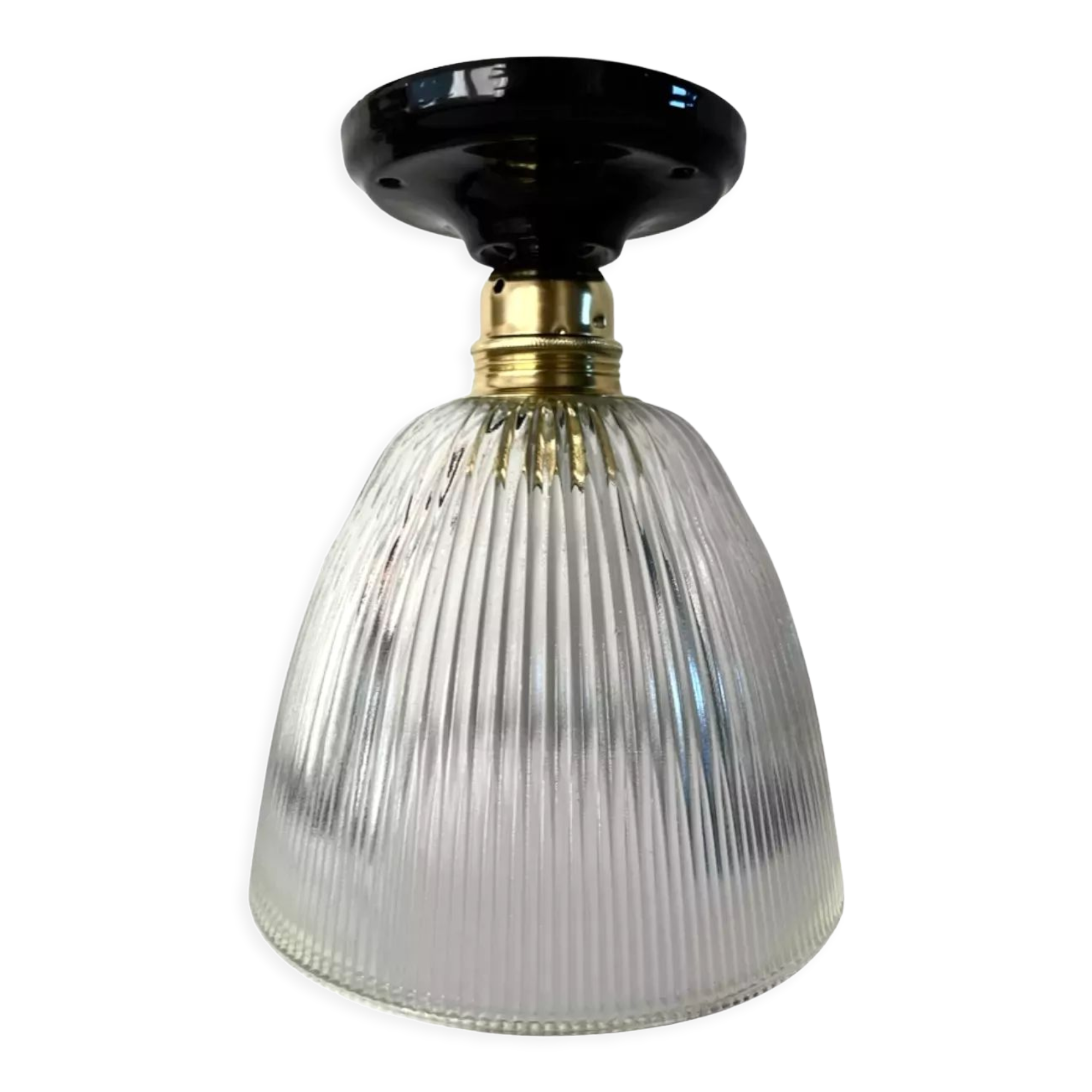 Plafonnier en verre holophane