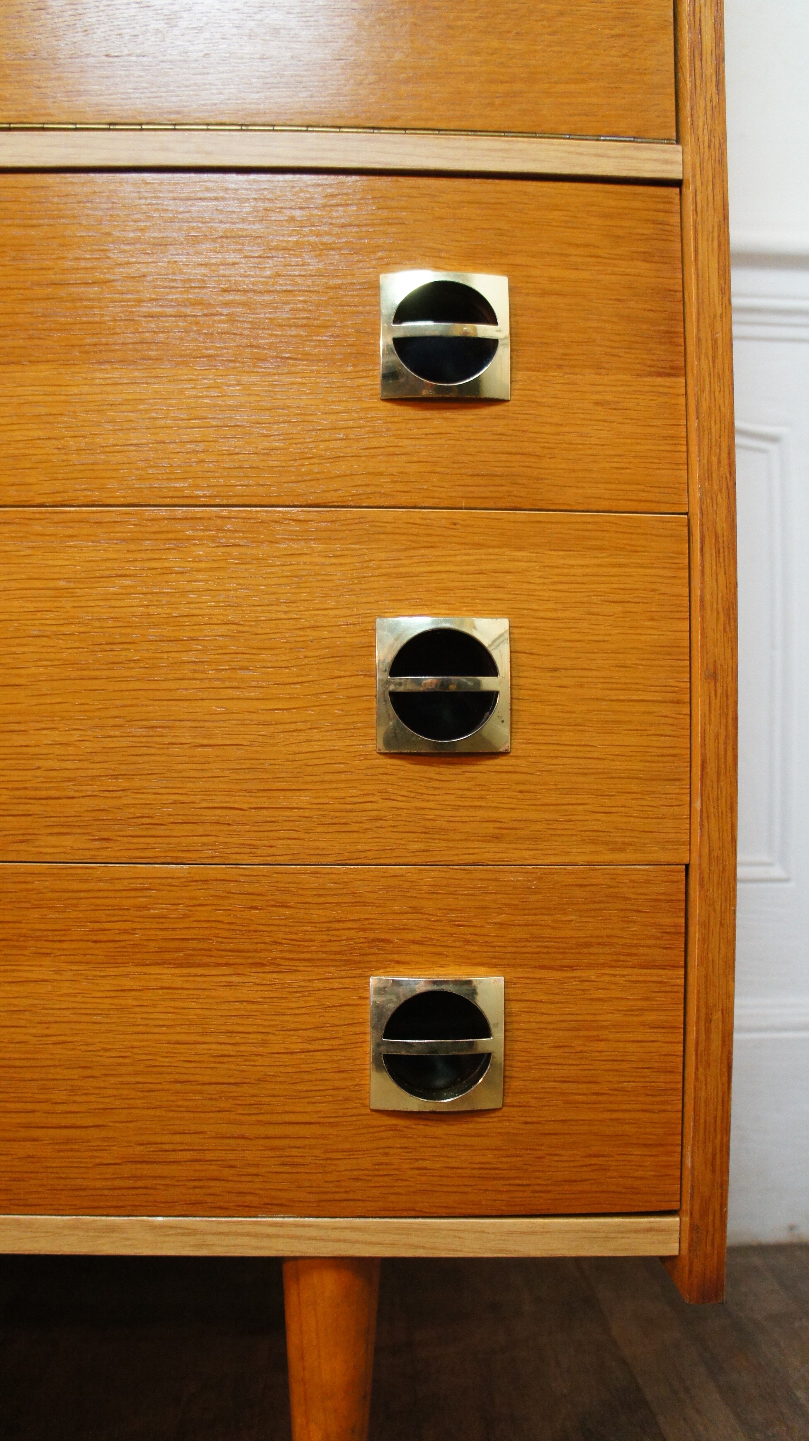 Armoire secrétaire vintage chêne doré