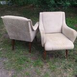 Pair of vintage armchairs 1950 armrests in wave