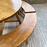 Set of round table and 4 rounded benches, 1950