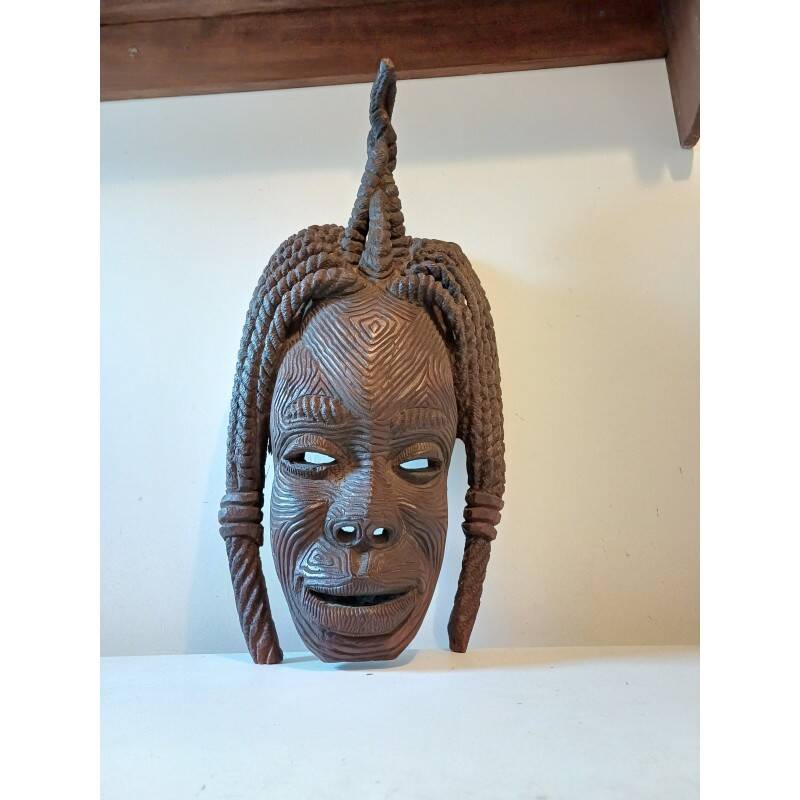 African wooden mask from Ivory Coast, Baoulé