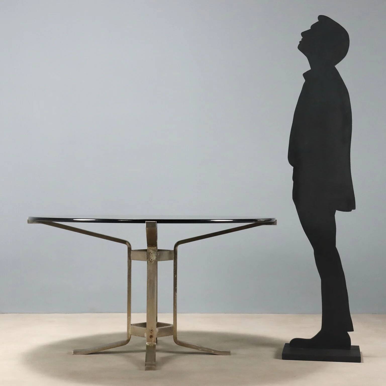 Vintage Formanova table in metal and glass, design by G. Moscatelli.