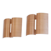 Pair of Scandinavian wooden wall lights 1970