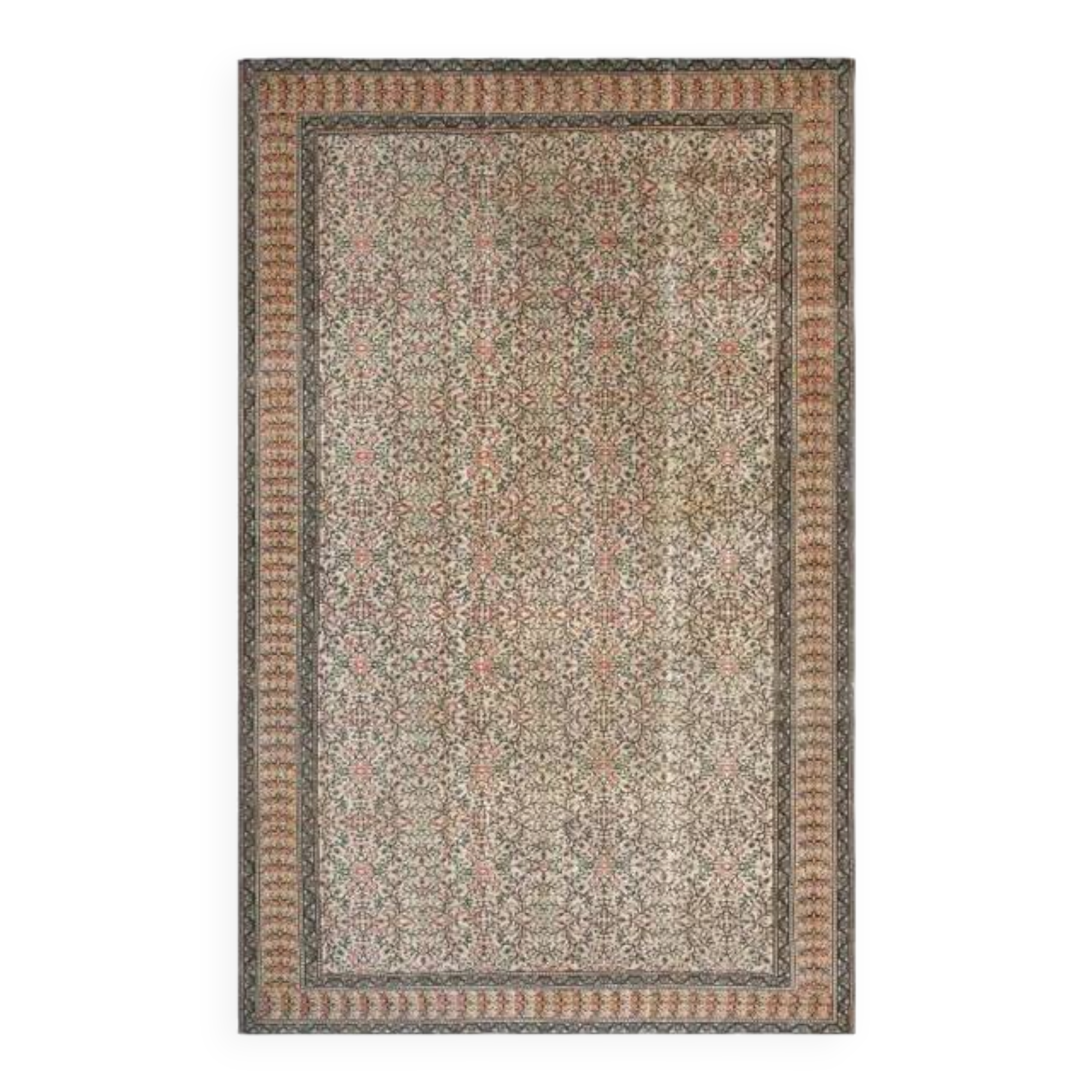 1970s Turkish Oushak Handmade Wool Cotton Orange Area Rug 199x291
