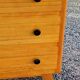 Vintage chest of drawers from the 50s in blond and gold beech 3 drawers feet compass