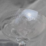 10 glasses of old champagne blown glass engraved Vierzon Thouvenin Portieux