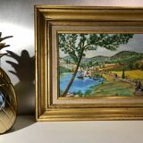 Ancient Tuscan landscape painting dated 1989