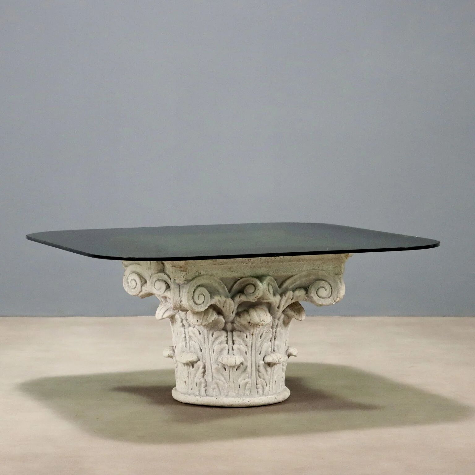 Small antique table in glass and stoneware, Italy, 20th century.