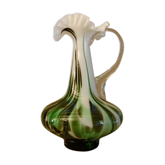 Murano scalloped colored glass decanter