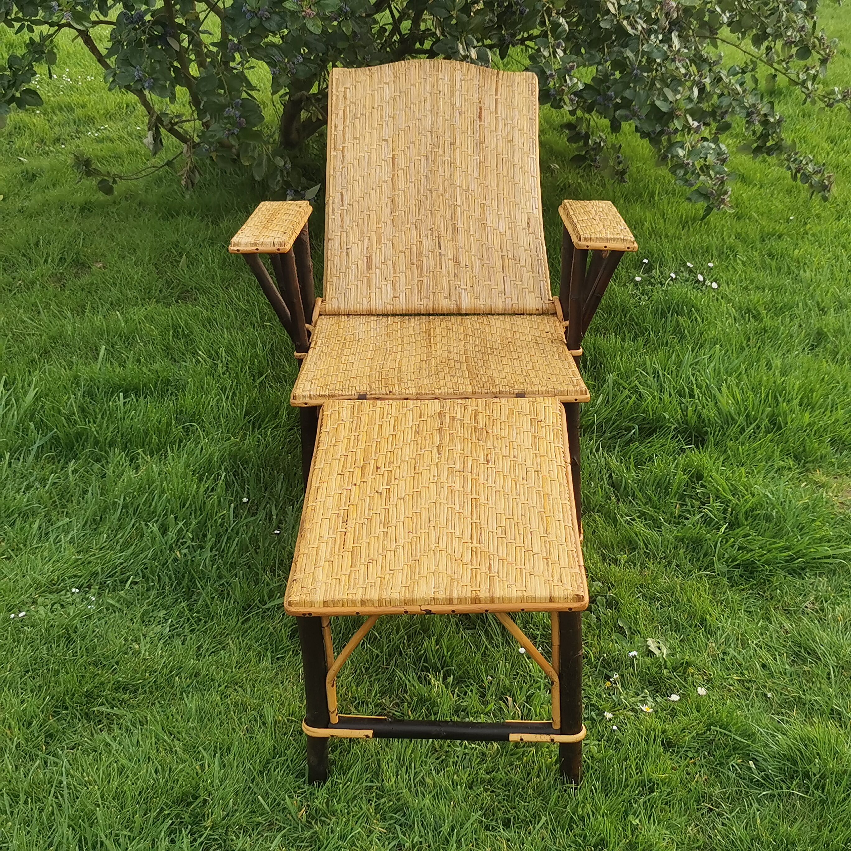 Chaise longue en rotin 60'