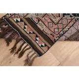 1970s Vintage Turkish Oushak Handmade Wool Cotton Brown Runner Rug 83x290