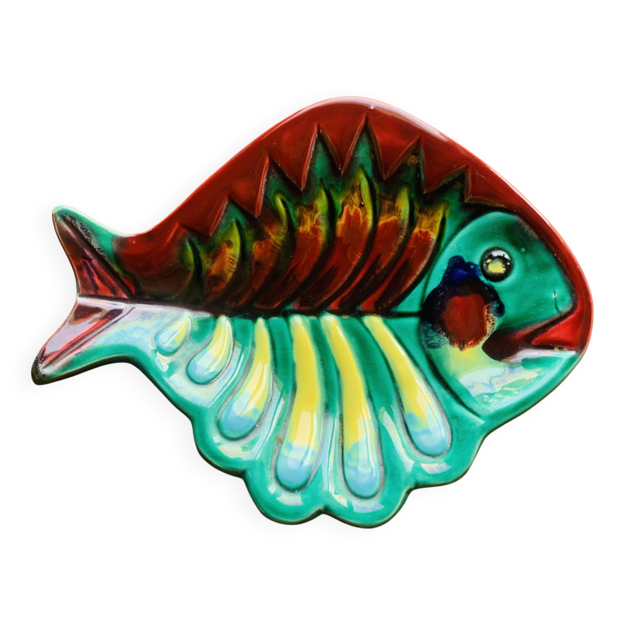 Vintage fish-shaped dish from Cérenne Vallauris