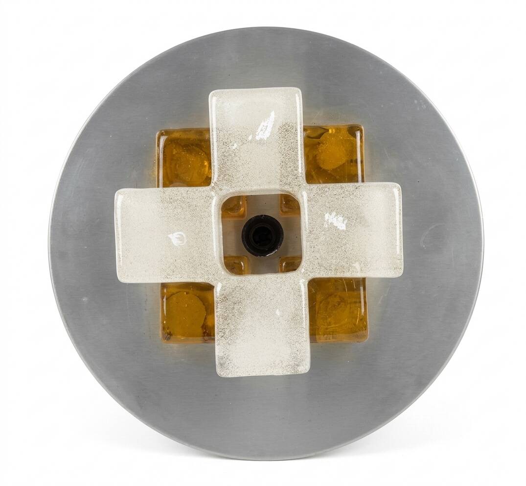 Set of 3 modernist glass ice appliques from Murano Poliarte 1970.