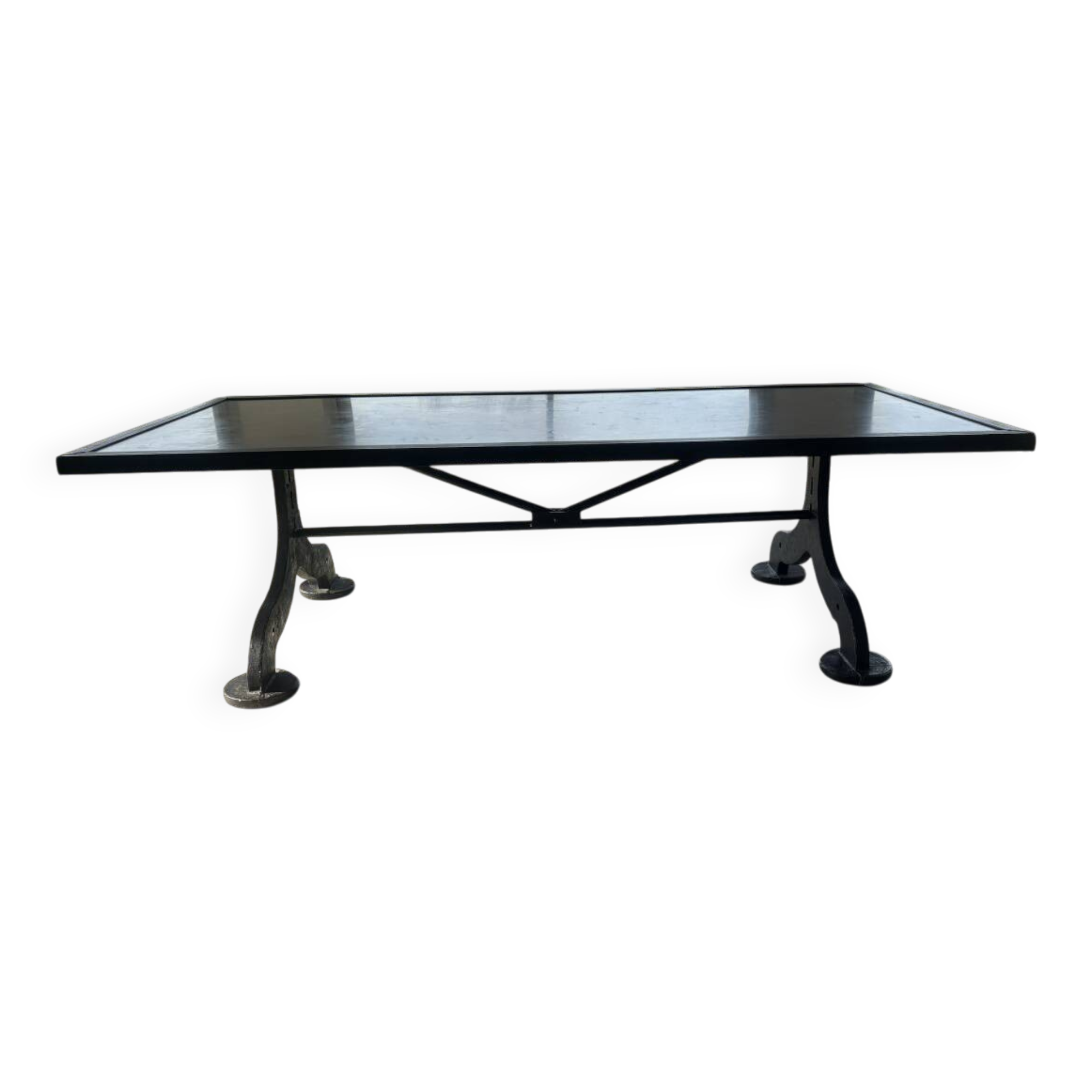 Industrial dining table in steel and cast iron - large size