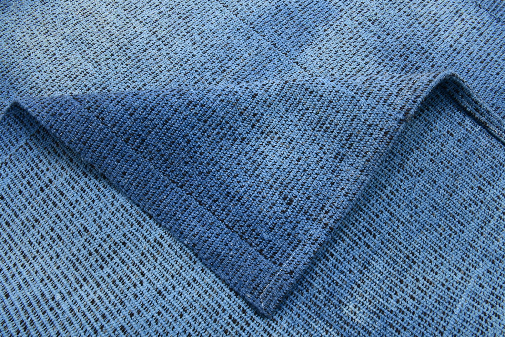 Shades of blue flatweave vintage rug 359x269cm