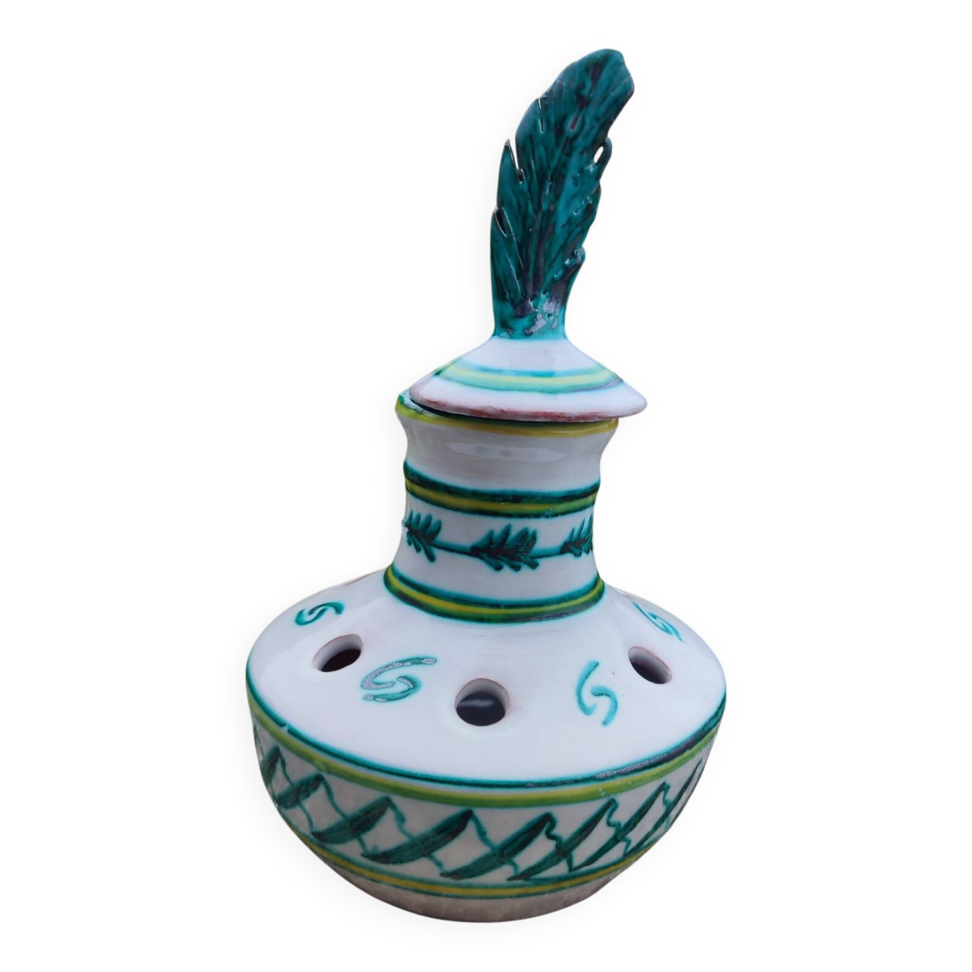 Bouquetière, flower vase in Spanish enamelled ceramic