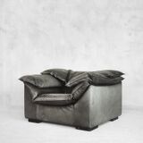 Grey Leather Danish Monza Armchairs by Jens Juul Eilersen for Niels Eilersen, 1970s, Set of 2