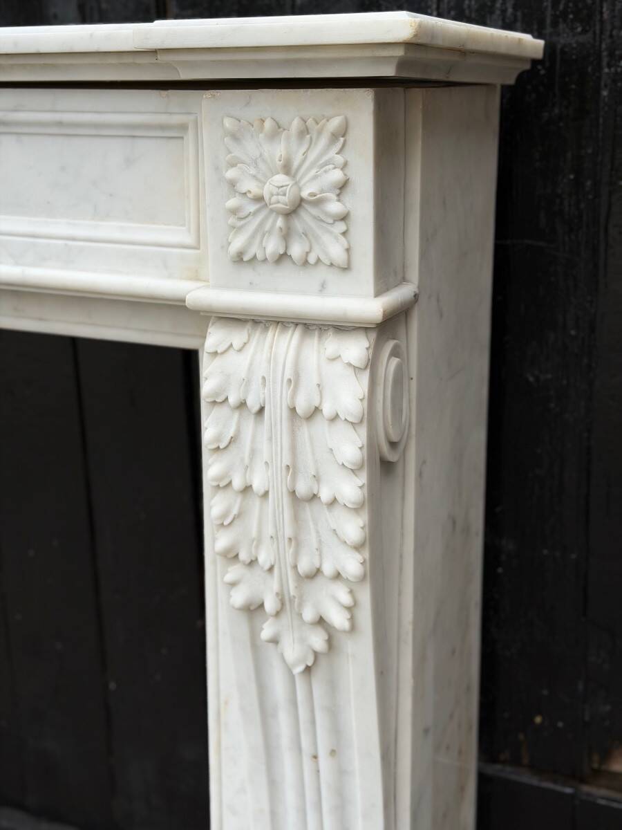 Louis XVI style Carrara marble fireplace circa 1880