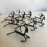 Set de 12 porte couteaux 1970 art populaire en fer brut