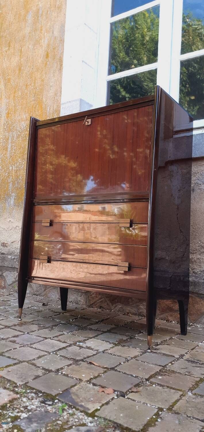 Vintage 60s mahogany secretary from Mobilor