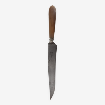 Large horn handle knife, steel blade
