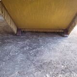 Mustard velvet fringed armchair