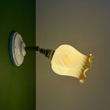 Vintage tulip wall light in white and amber glass