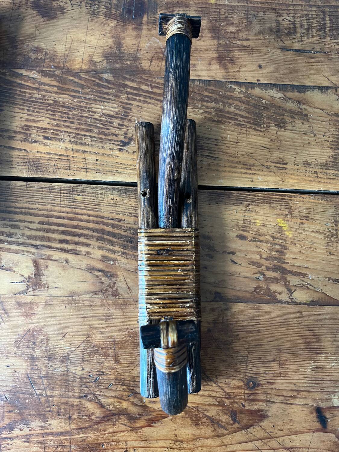 Bamboo wicker rattan coat hooks