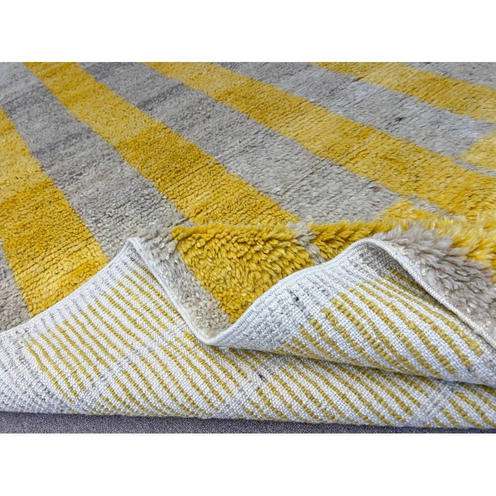 Handmade "Tulu" Rug in Yellow & Gray, 100% Wool, Custom Options Available