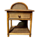 Vintage bedside table in rattan, wood and canning