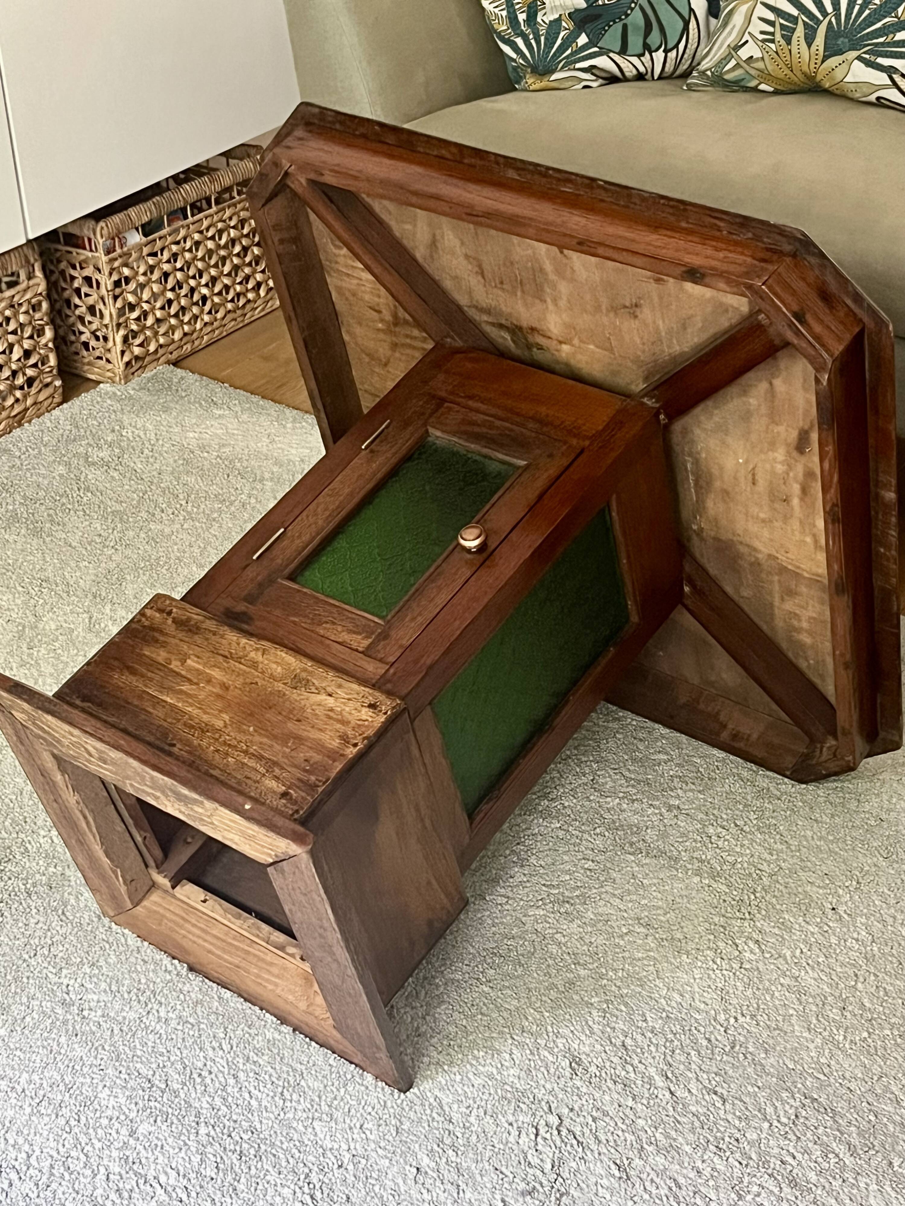 Coffee table - wood and stained glass - Art Deco style