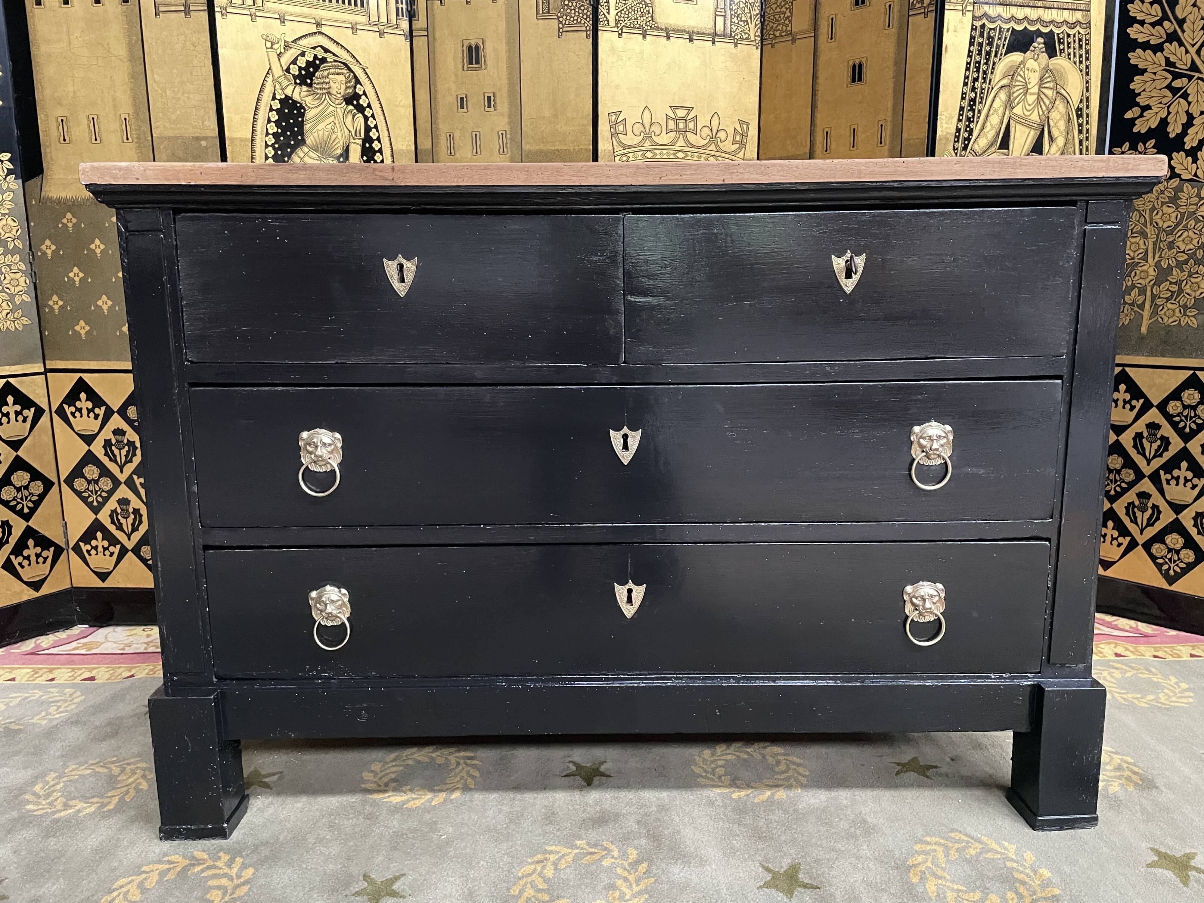 Restored Black Empire period chest of drawers