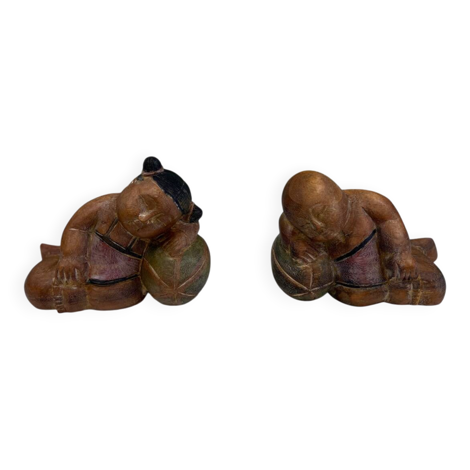 Carved wooden bookends