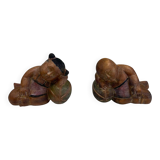 Serres-livres en bois sculpté