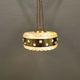 Ceiling-hanging lamp in glass with prisms and metal details