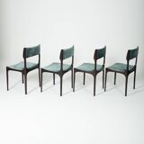 4 chaises en bois et velours Gibelli Giuseppe