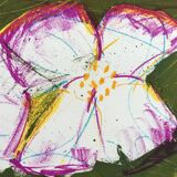 Original lithograph signed by Jean Messagier, May sewn by apple blossoms