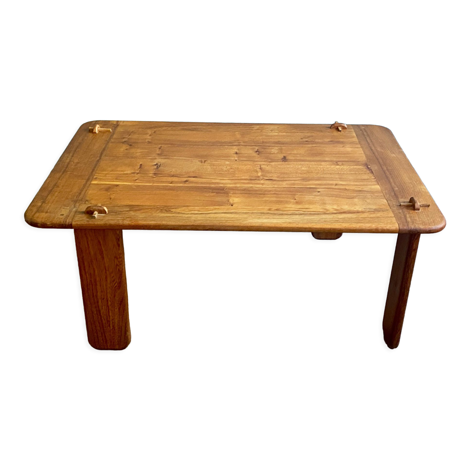 Coffee table in blond wood signed Alain Gaubert (20th century)