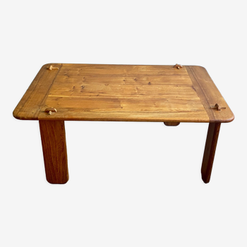 Coffee table in blond wood signed Alain Gaubert (20th century)
