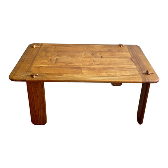 Coffee table in blond wood signed Alain Gaubert (20th century)