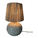 Vintage ball lamp in sandstone and rope lampshade