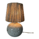 Vintage ball lamp in sandstone and rope lampshade