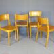 4 bistro chairs, around 1960, by Horgen Glarus - Switzerland - golden oak finish.