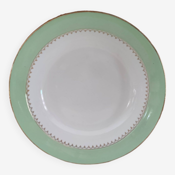 Round hollow dish Cafés Lemaire marli water green and gold frieze