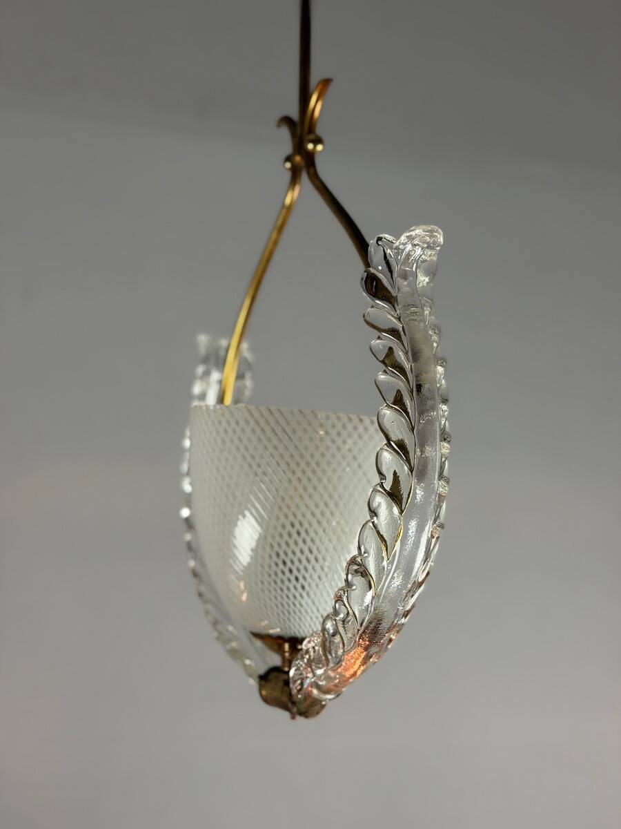 Venetian chandelier in colorless Murano glass, "Vetro à reticello" cut, circa 1950
