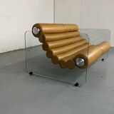 Canapé Hyaline en cuir et verre par Fabio Lenci pour Comfortline Italie 1960