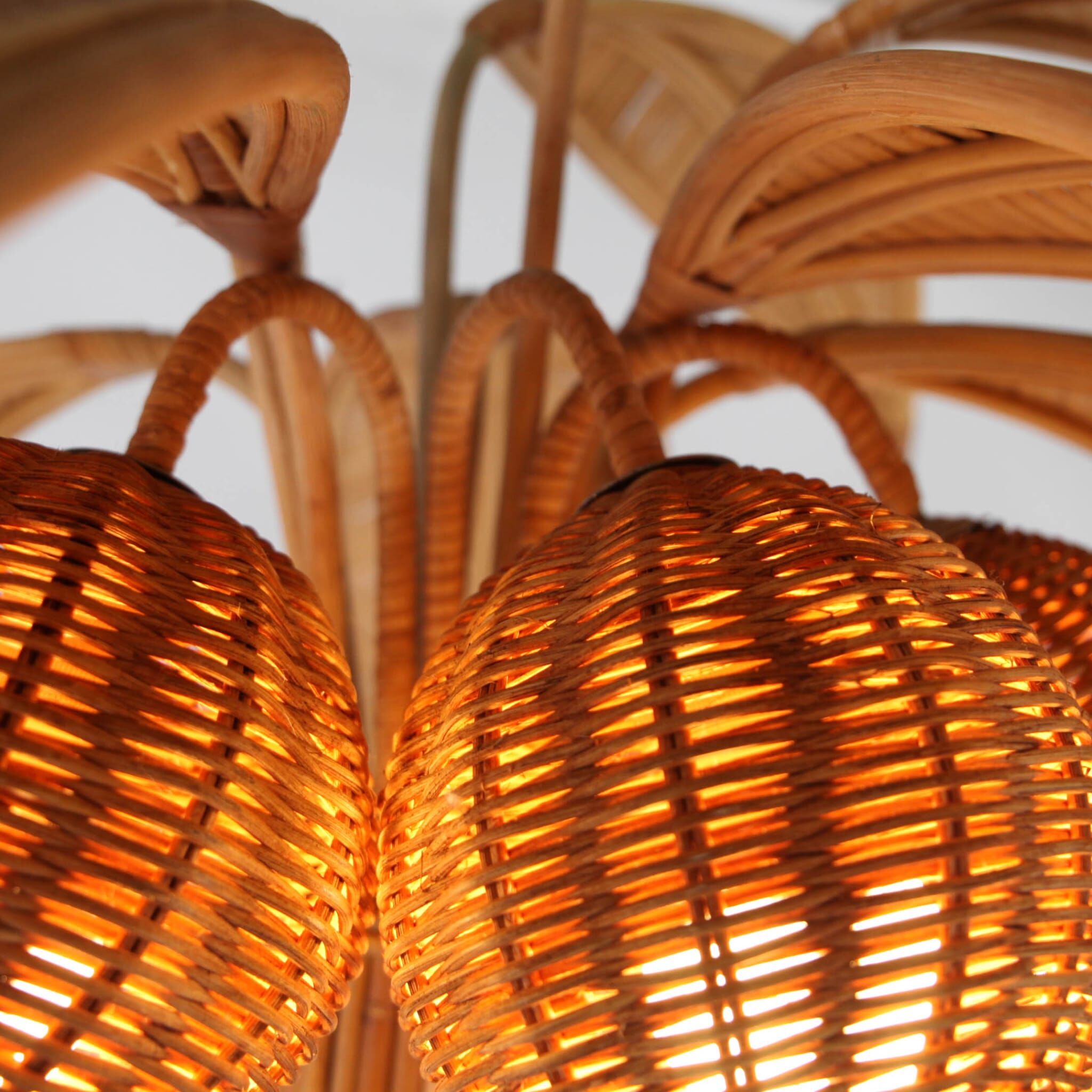 "Palm tree" floor lamp in rattan